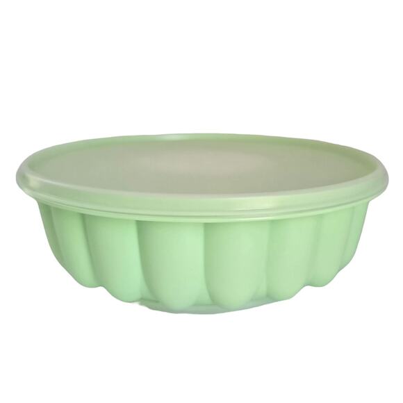 Vintage Tupperware Gelatin 3 Piece Jello Dessert Mold Mint Green White Covered - Picture 1 of 9